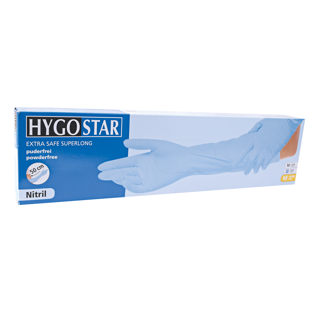 Hygostar Extra Safe Superlong Nitrilhandschuhe blau puderfrei, VE 500 Stück