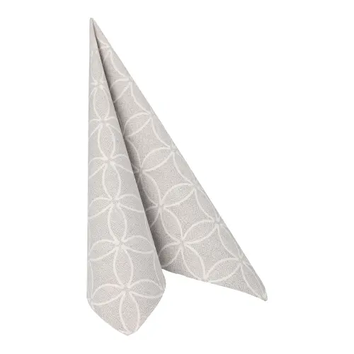 PAPSTAR Servietten "ROYAL Collection" grau Circle Flowers 40 x 40 cm, 1/4-Falz, stoffähnliche Premium-Servietten, umweltfreundlich und kompostierbar