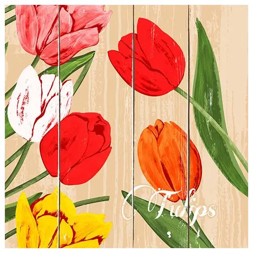 PAPSTAR 50 Servietten, 3-lagig 1/4-Falz 40 cm x 40 cm "Blooming Tulips"
