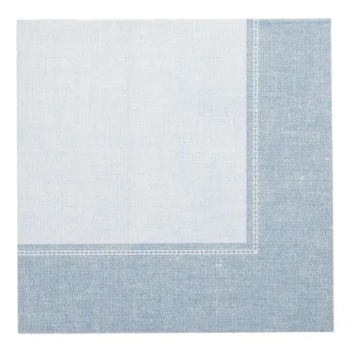 PAPSTAR Servietten "ROYAL Collection" 1/4-Falz 40 cm x 40 cm arktikblau "Linum", stoffähnliche Premium-Tissue Serviette mit elegantem Rand in Arktikblau, FSC-zertifiziert, 8 x 20 Stück