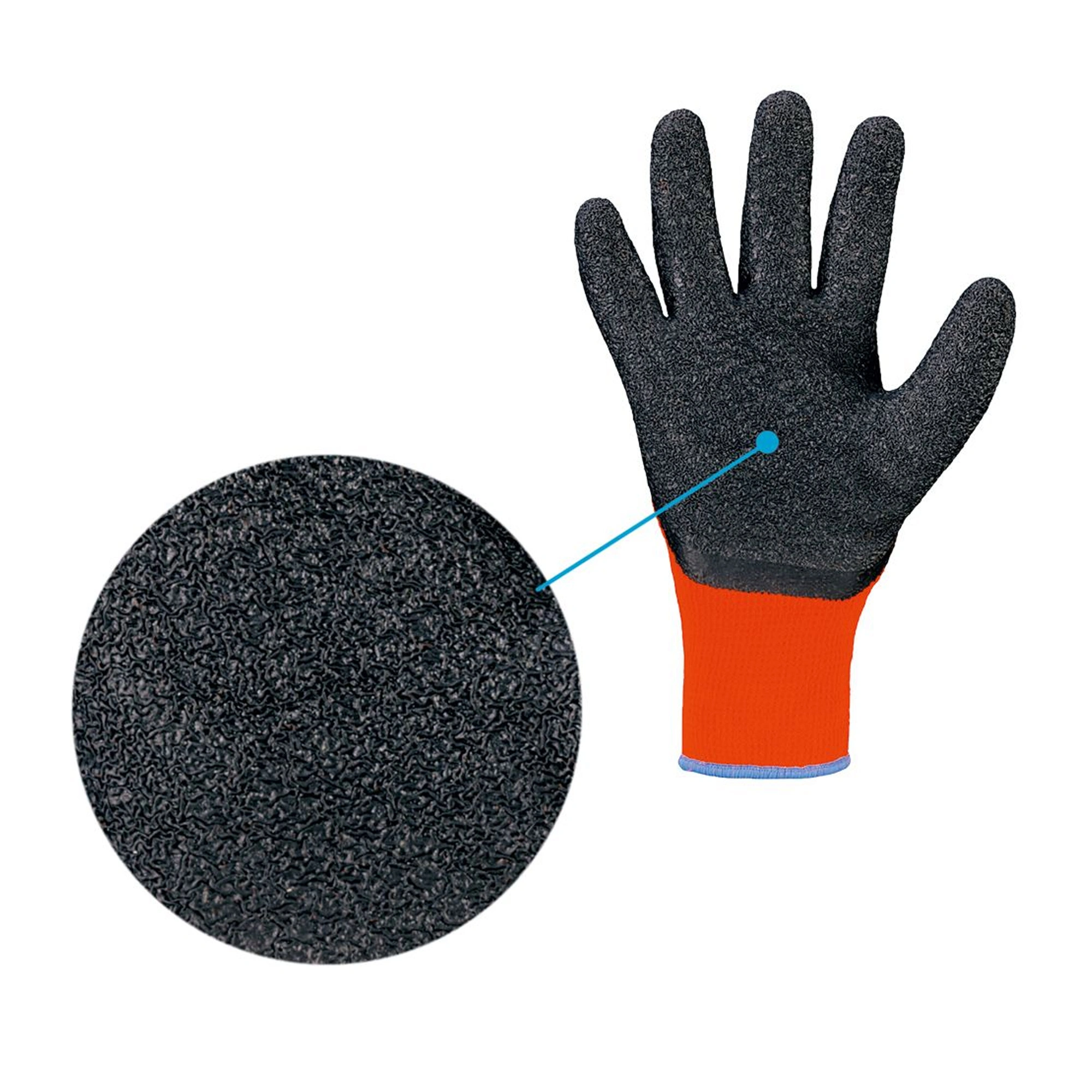 Stronghand Rasmussen 0240 Kälteschutzhandschuhe mit Latex-Beschichtung orange/schwarz, VE 60 Paar