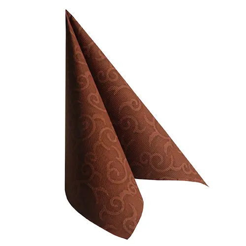 PAPSTAR Servietten ROYAL Collection 1/4-Falz 40 x 40 cm braun Casali, stoffähnliche Premium-Serviette mit Ornament, weich und formstabil, Art.-Nr. 84885