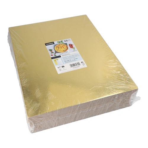 Starpak Tortenplatten eckig 0,3 cm x 30 cm x 40 cm gold/silber, 2 x 25 Stück
