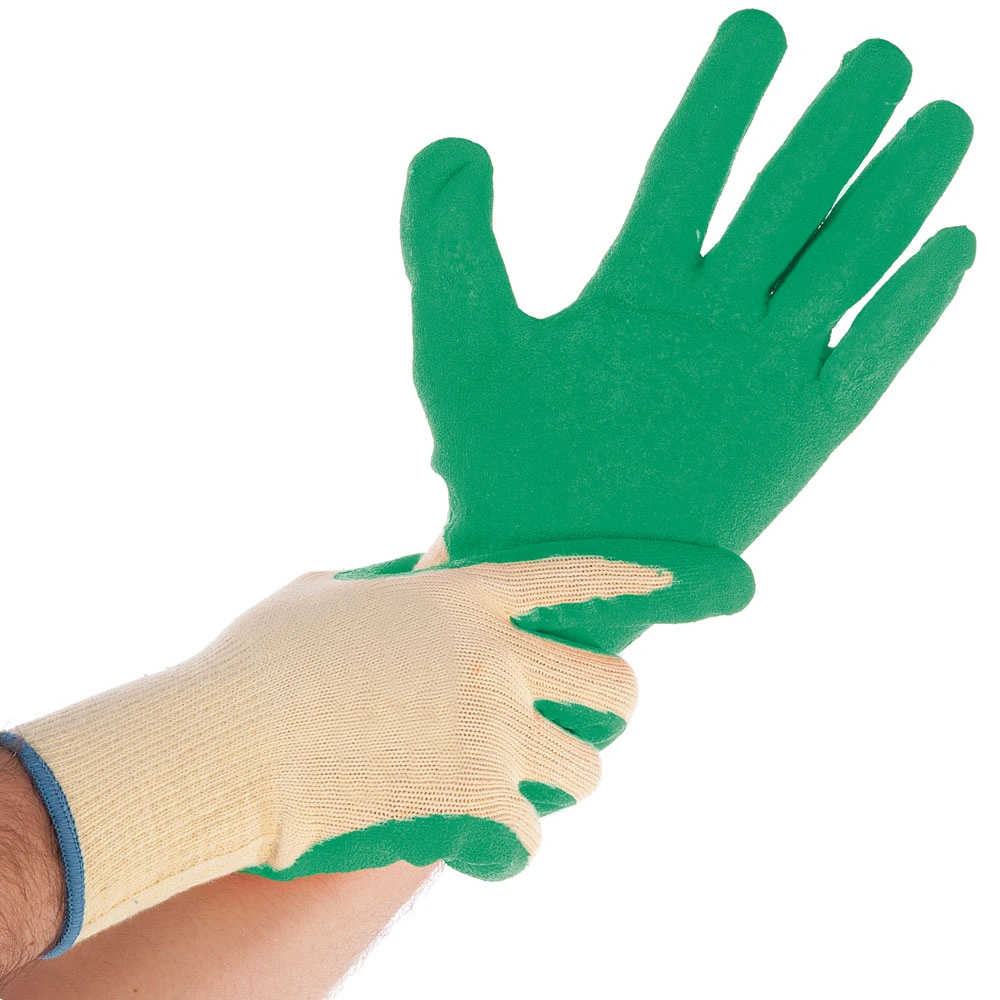 Hygostar Safety Grobstrickhandschuhe mit Latex-Beschichtung gelb/grün, VE 144 Paar