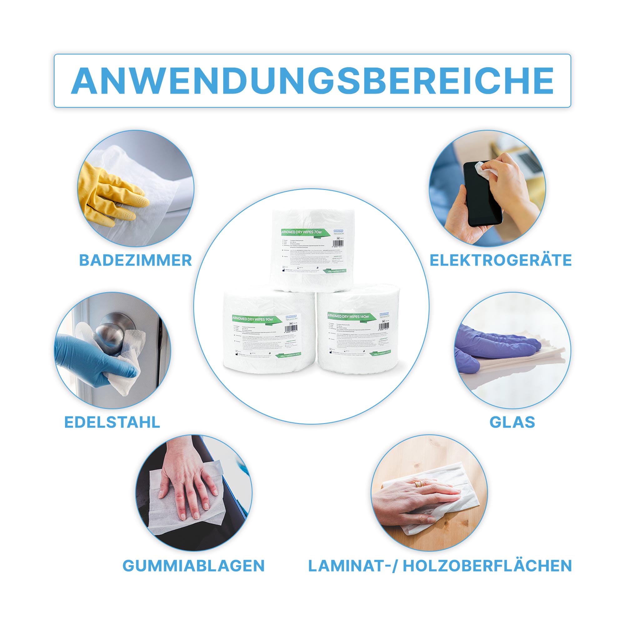 ARNOMED DRY WIPES Trockene Vliestücher, 15 x 30 cm