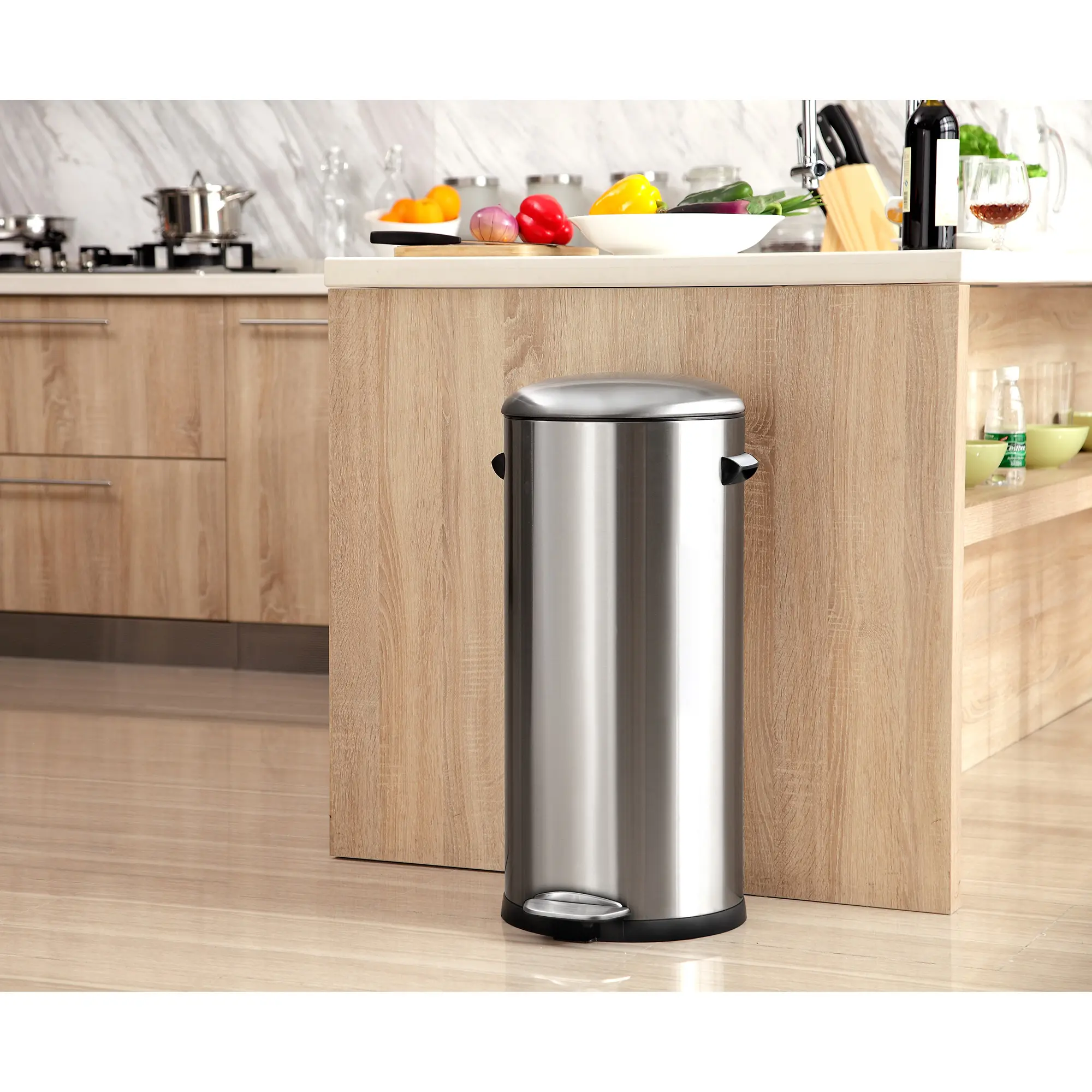 EKO Belle Deluxe Tretmülleimer 30 Liter aus mattem Edelstahl mit Fußpedal, Soft-Close-Deckel und herausnehmbarem Inneneimer, Hersteller EKO