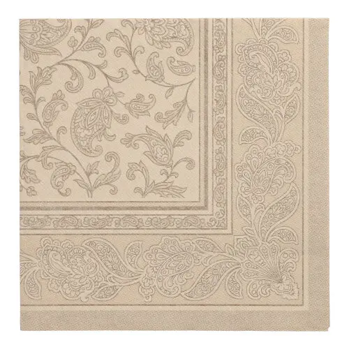 PAPSTAR Servietten "ROYAL Collection" 1/4-Falz 40 x 40 cm sand Ornaments mit floralen Pflanzenranken, 5 x 50 Stück, Artikel 37022