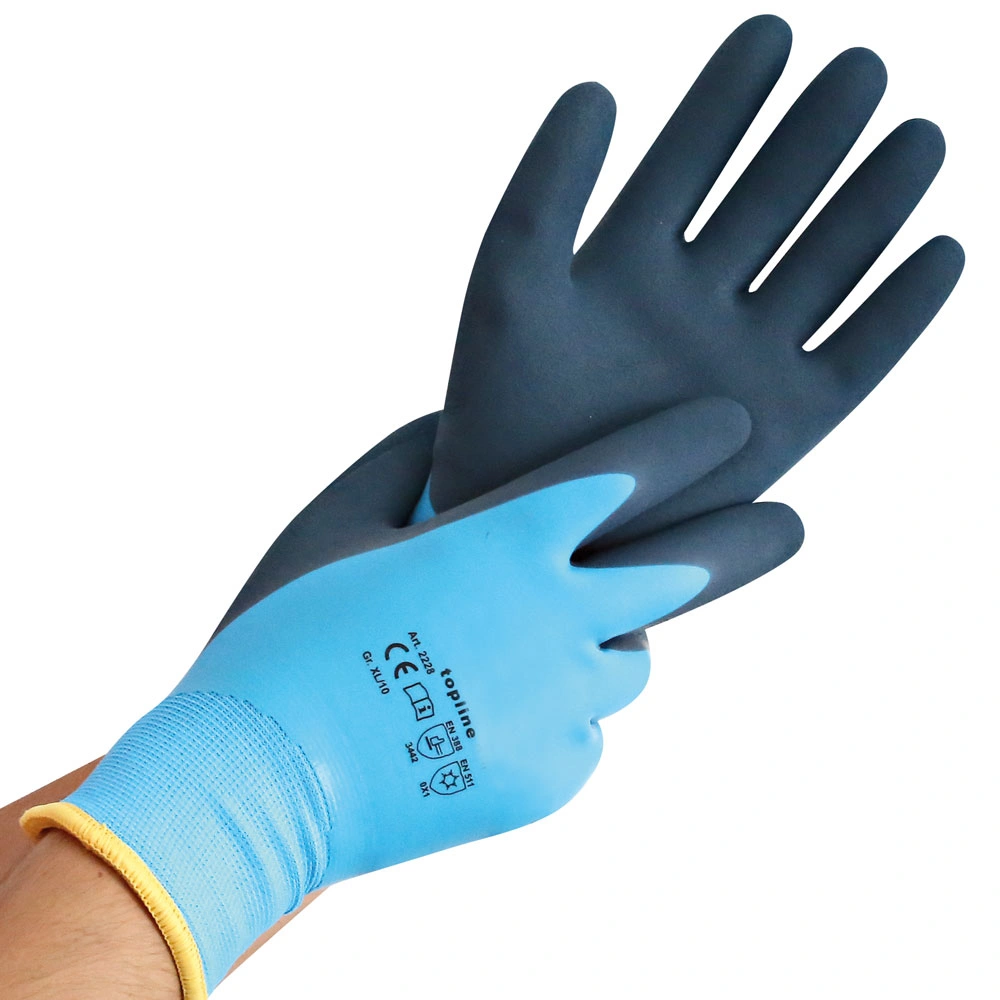 Hygostar Wet Protect Winter Kälteschutzhandschuhe mit Latex-Beschichtung blau/dunkelblau, VE 120 Paar