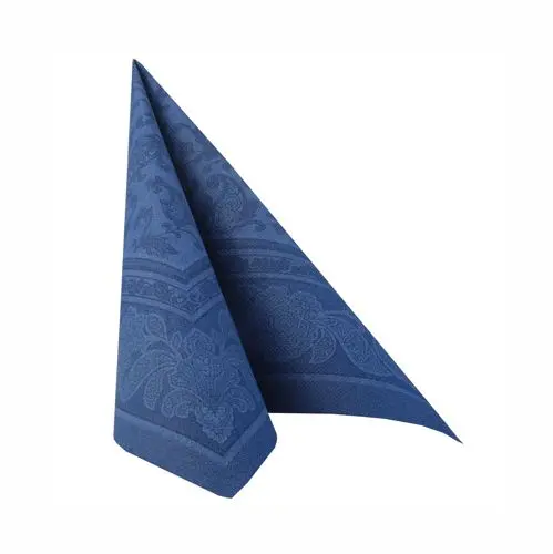 PAPSTAR Servietten "ROYAL Collection" 1/4-Falz 40 x 40 cm dunkelblau Ornaments, hochwertige Premium-Serviette in Stoffoptik mit Ornament-Dessin, 5 x 50 Stück