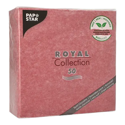 PAPSTAR 50 Servietten "ROYAL Collection" 1/4-Falz 40 cm x 40 cm bordeaux in Papierverpackung