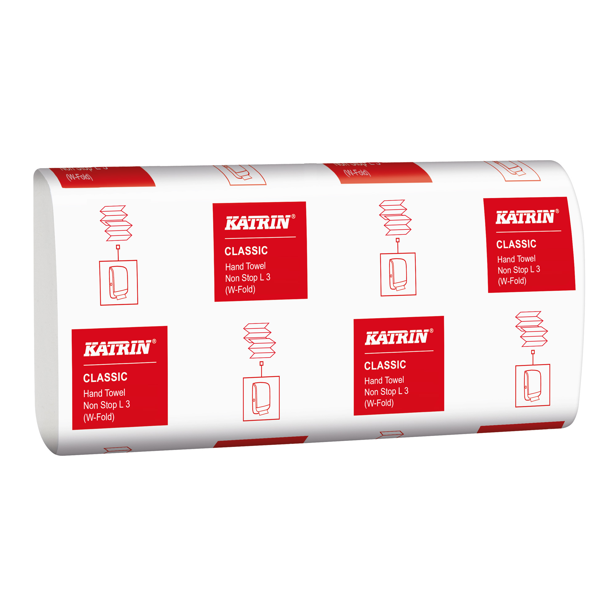 Katrin Classic L3 Papierhandtücher Tissue, Interfold W-Falz 3-lagig, weiß 2250 Tücher Einzelpack 61556