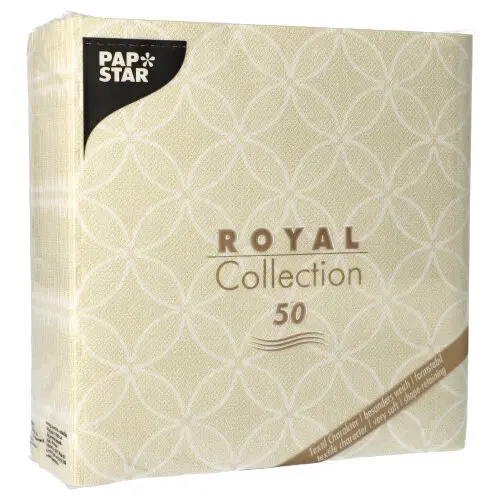 PAPSTAR Servietten "ROYAL Collection" 1/4-Falz 40 x 40 cm champagner Circle Flowers, stoffähnliche Premiumservietten mit Blumenmuster, Artikel 88522