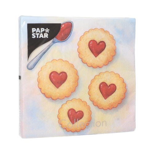 PAPSTAR Servietten, 3-lagig 1/4-Falz 33 cm x 33 cm "Lovely Baking", 10 x 20 Stück