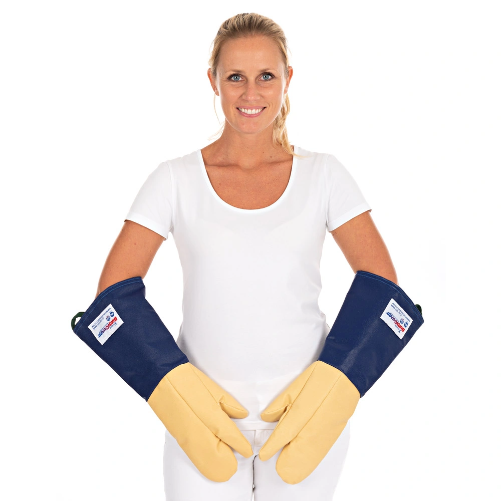 Hygostar QuicKlean Three-Finger PLUS Hitzeschutzhandschuhe mit Kevlar -Beschichtung gelb/blau, VE 1 Paar