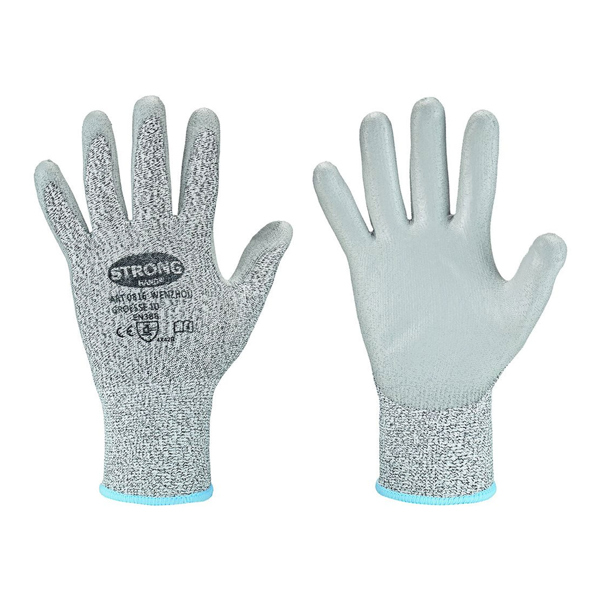 Stronghand Wenzhou 0816 Schnittschutzhandschuhe mit Polyurethan-Beschichtung grau, VE 60 Paar