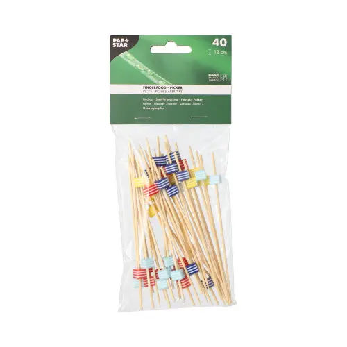 PAPSTAR Fingerfood - Picker 12 cm "Cube", 15 x 40 Stück; bunte Bambus-Picker für Fingerfood, Häppchen und Buffet, umweltfreundlich und dekorativ