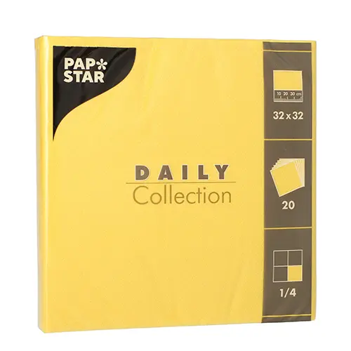 PAPSTAR 20 Servietten "DAILY Collection" 1/4-Falz 32 cm x 32 cm gelb