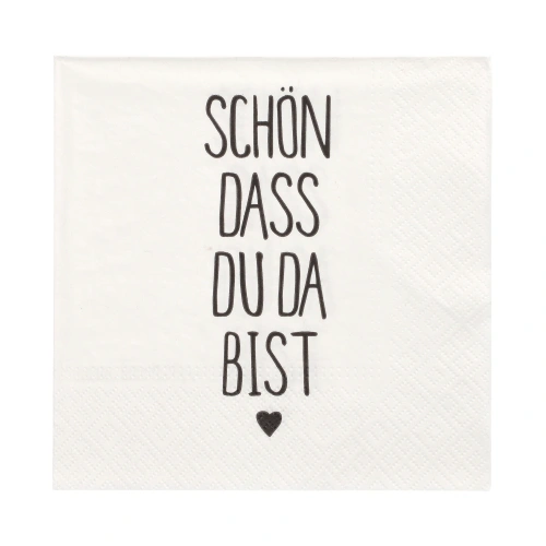 PAPSTAR Servietten, 3-lagig 1/4-Falz 33 cm x 33 cm "Schön, dass du da bist", 10 x 20 Stück
