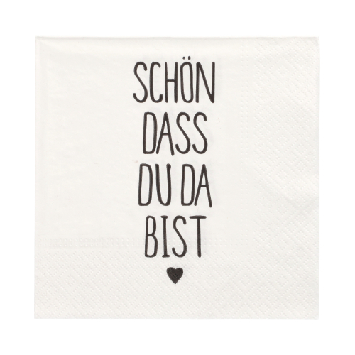 PAPSTAR Servietten, 3-lagig 1/4-Falz 33 cm x 33 cm "Schön, dass du da bist", 10 x 20 Stück