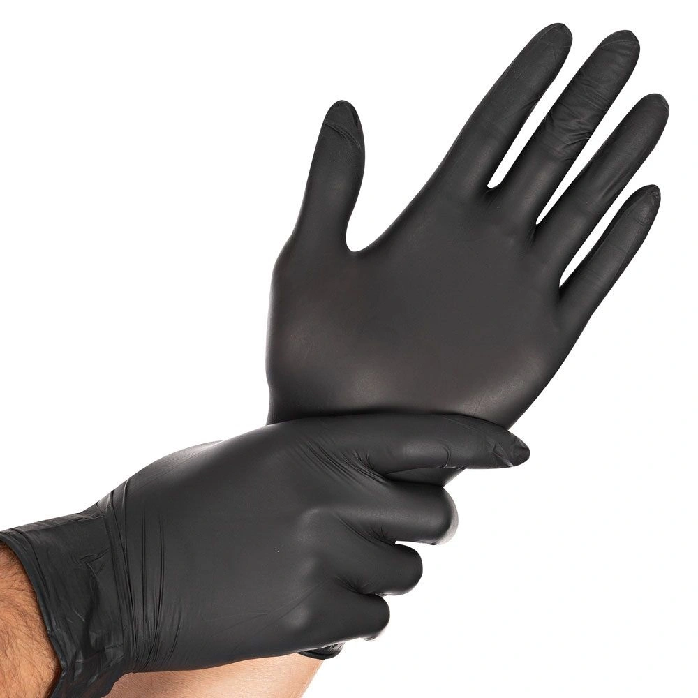 Hygostar Safe Premium Nitrilhandschuhe schwarz puderfrei, widerstandsfähige, latexfreie Einmalhandschuhe für Medizin, Pflege, Labor und Lebensmittel, VE 1000 Stück