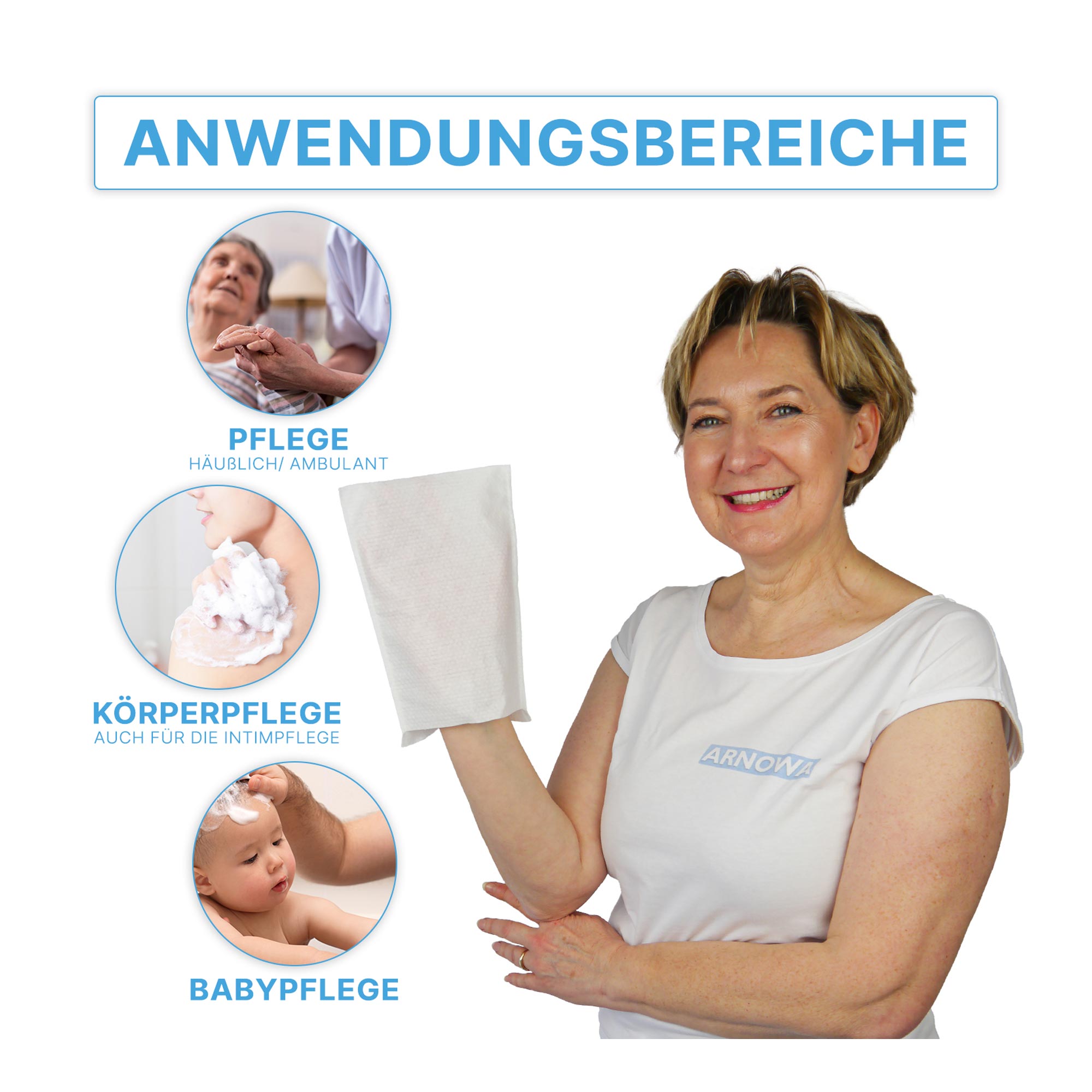 ARNOMED Einmalwaschhandschuhe Spunlace Vlies mit PE-Innenbeschichtung