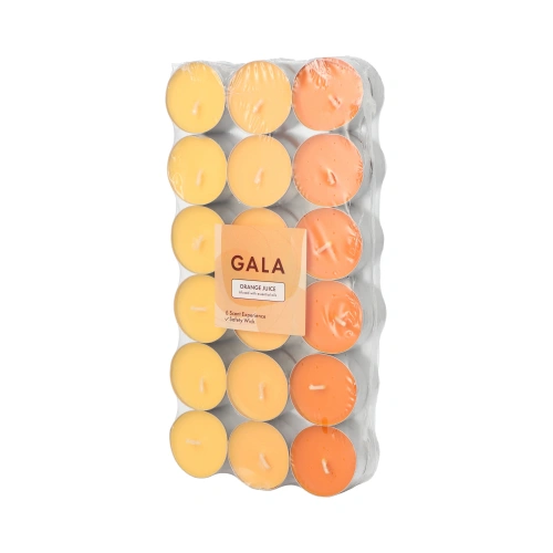 PAPSTAR "GALA" Duftlichte Ø 3,8 cm, 1,7 cm orange - Orange Juice "Ton in Ton", 8 x 36 Stück