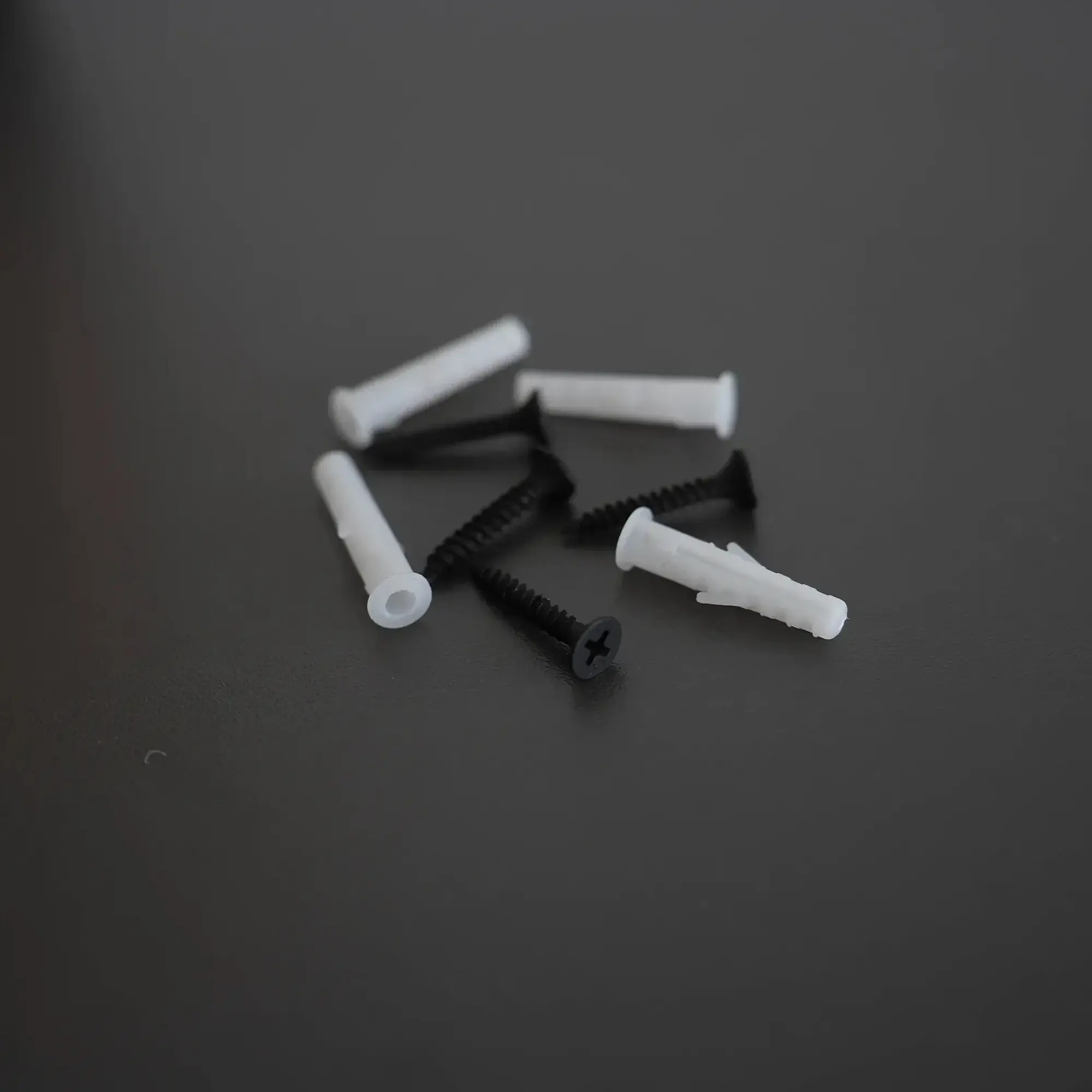 SEMYtop Toilettenpapier Einzelblatt Spender Mini Montageset mit schwarzen Schrauben und weißen Dübeln für die Wandbefestigung