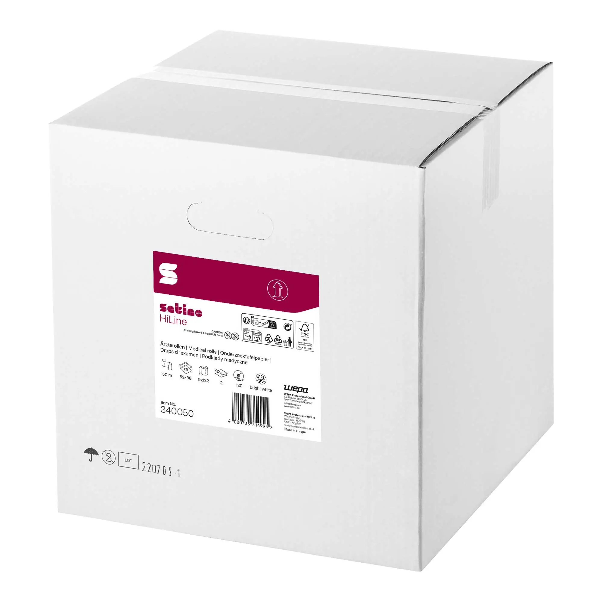 Satino by Wepa HiLine Ärzterollen hochweiß 2-lagig, 59 cm, 50 Meter