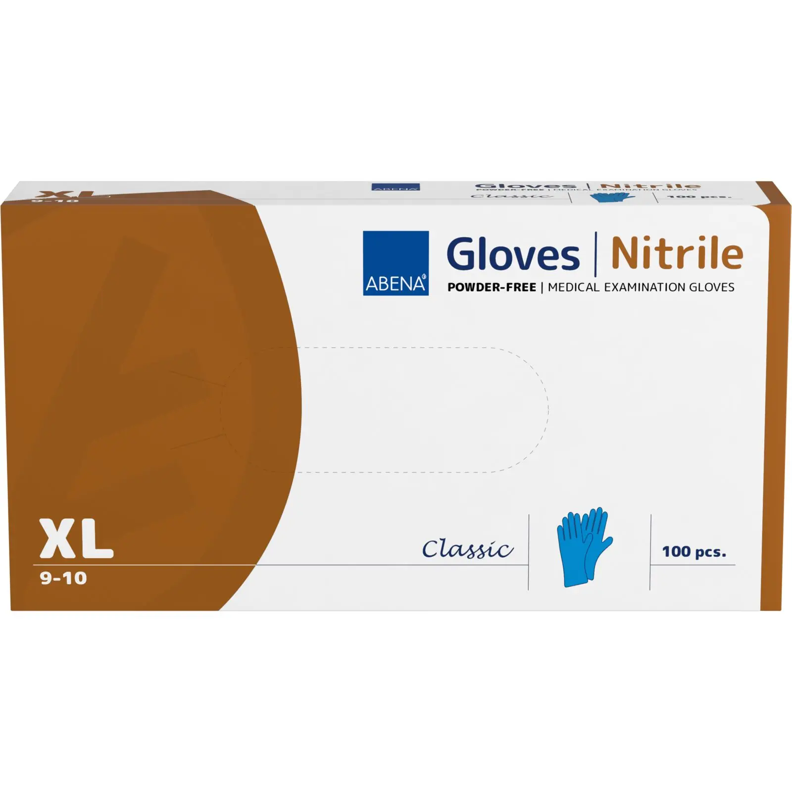 ABENA Nitril-Handschuhe blau, ungepudert VE 100 Stück in Größe XL 9-10, latexfreie, reißfeste Einmalhandschuhe in Spenderbox