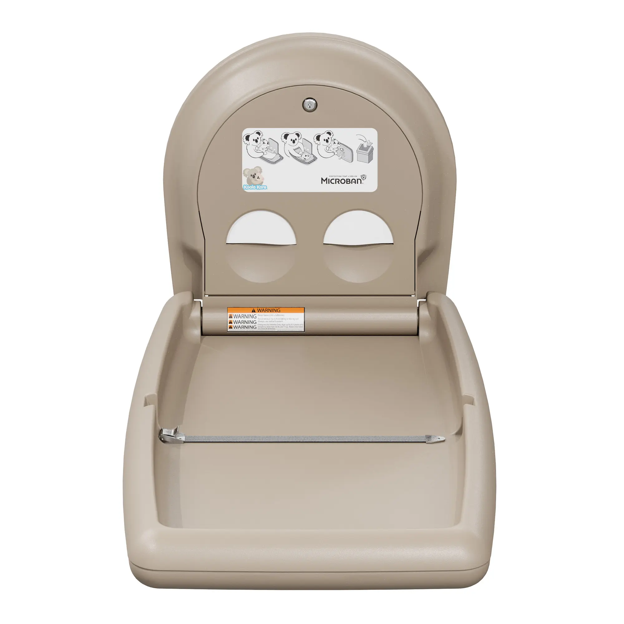 Koala Kare Vertikaler Babywickeltisch KB301, beige, vertikal klappbare, wandmontierte Kinderwickelstation aus Polyethylen mit Microban-Schutz, Artikelnummer KB301