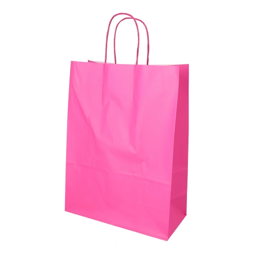 PAPSTAR Tragetaschen, Papier 35 cm x 26 cm x 12 cm pink mit gedrehtem Tragegriff, 10 x 25 Stück