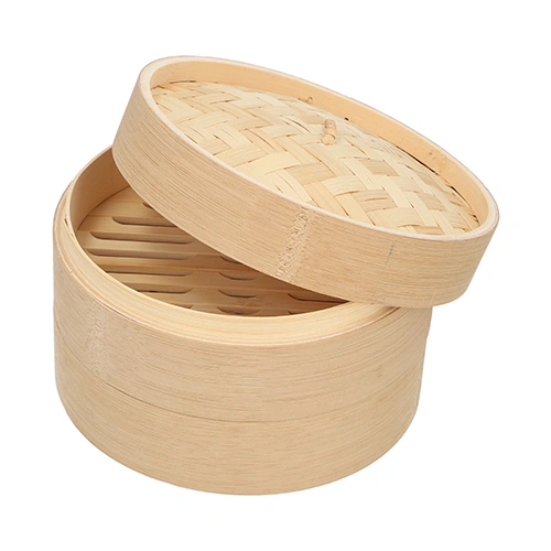 PAPSTAR Dampfgarer Bambus "ASIA" Ø 21 cm, 13,5 cm 3-teilig, 8 x 1 Stück