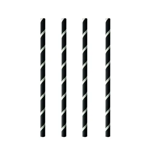 PAPSTAR Shake-Halme, Papier Ø 8 mm, 20 cm schwarz/weiß "Stripes" – FSC-zertifizierte, nachhaltige Trinkhalme für Cocktails, Shakes und Erfrischungsgetränke