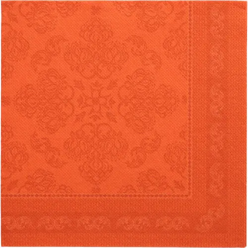 PAPSTAR Servietten "ROYAL Collection" 1/4-Falz 40 x 40 cm nektarine Arabesque aus Tissue in Stoffoptik, weich, formstabil, kompostierbar, Art.-Nr. 89272