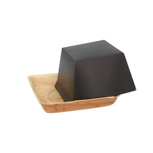 PAPSTAR Burgerboxen Palmblatt eckig 8 x 14 x 14 cm, kleine umweltfreundliche Burgerbox mit separatem Pappdeckel für Hamburger und Snacks, Artikel 89492