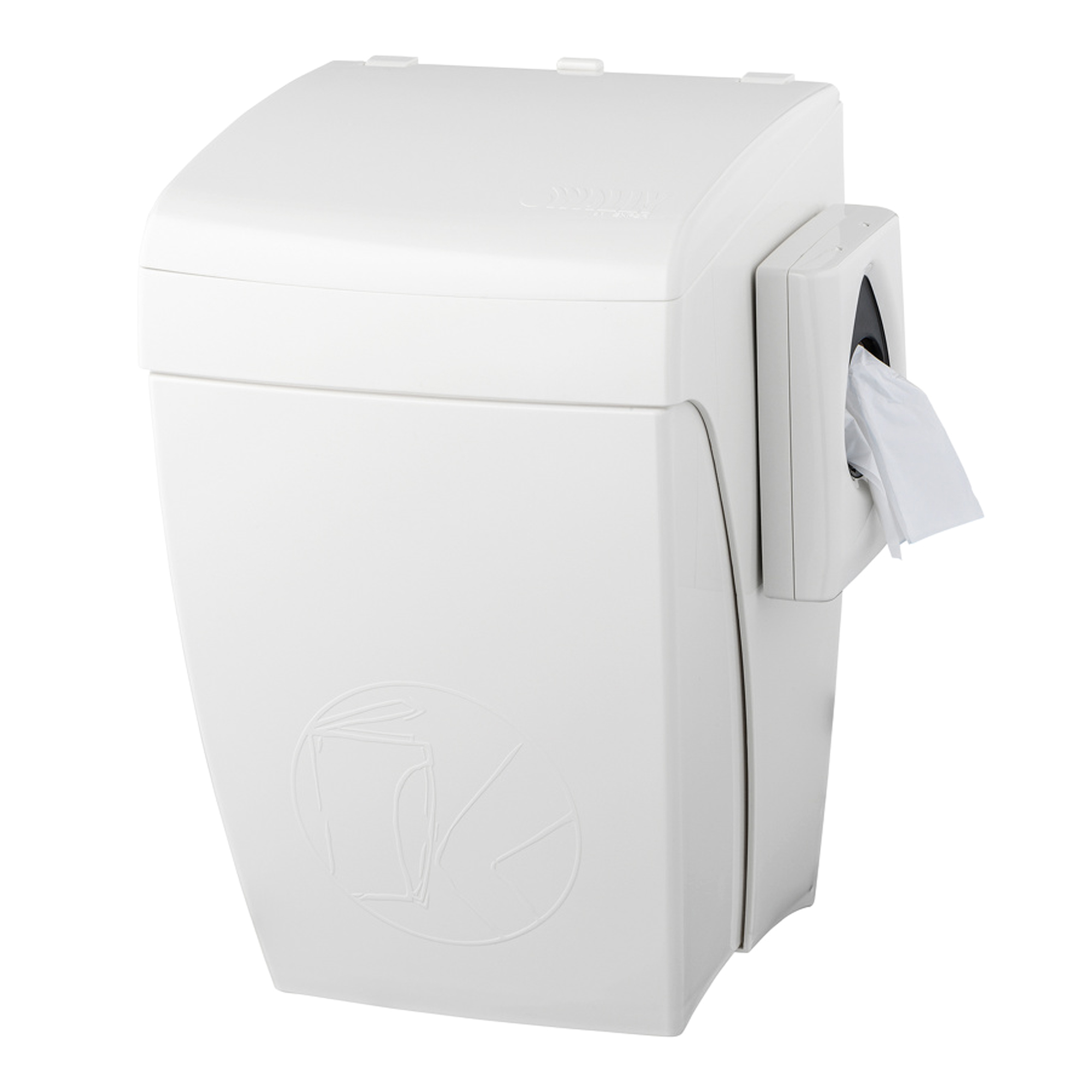 PlastiQline Hygiene-Abfallbehälter 8 Liter + Hygienebeutelhalter Knie-Bedienung PQHBS weiß 5667_1