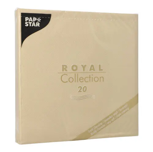 PAPSTAR 20 Servietten "ROYAL Collection" 1/4-Falz 40 cm x 40 cm sand