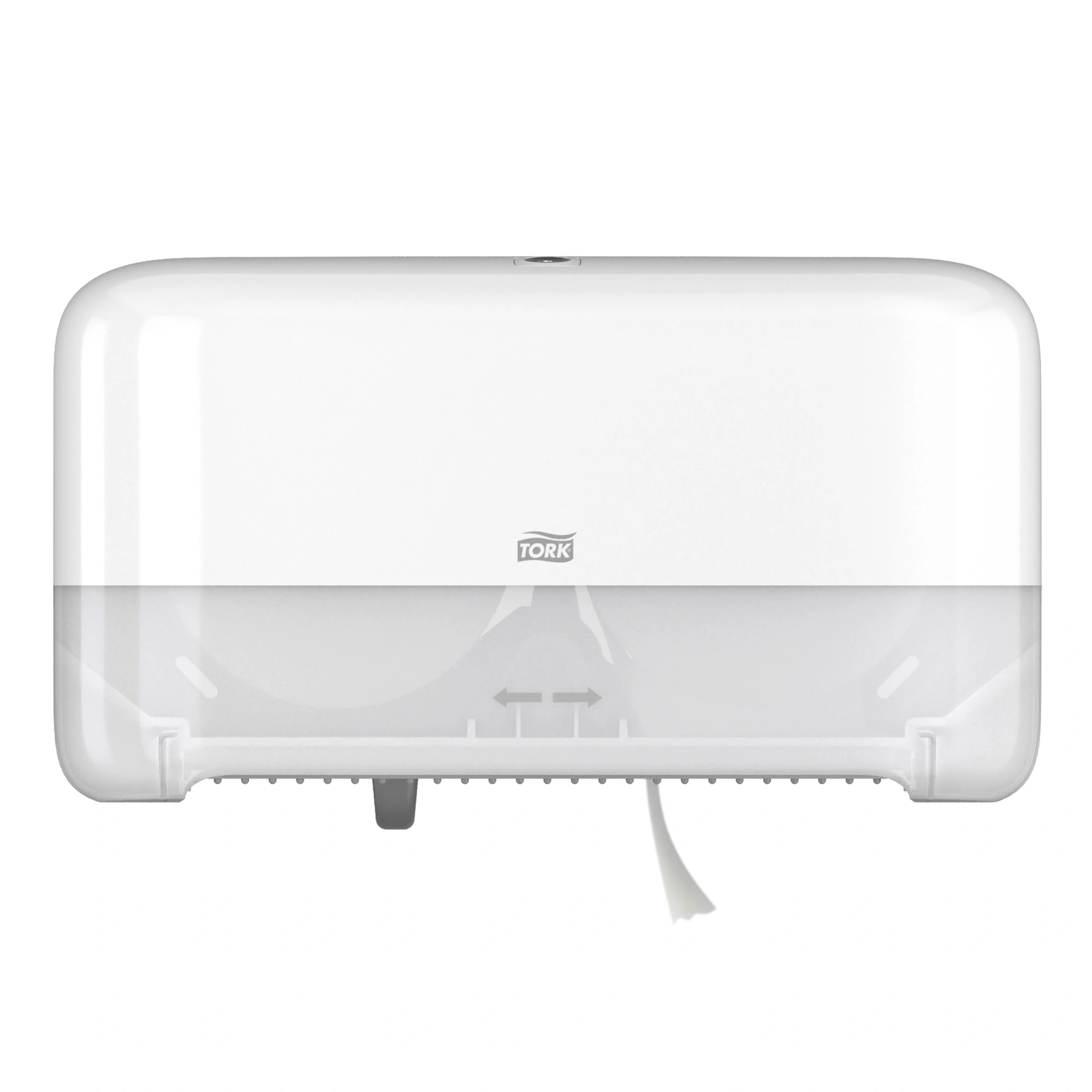 Tork OptiServe Doppelrollenspender für hülsenloses Midi-Toilettenpapier T7 horizontal