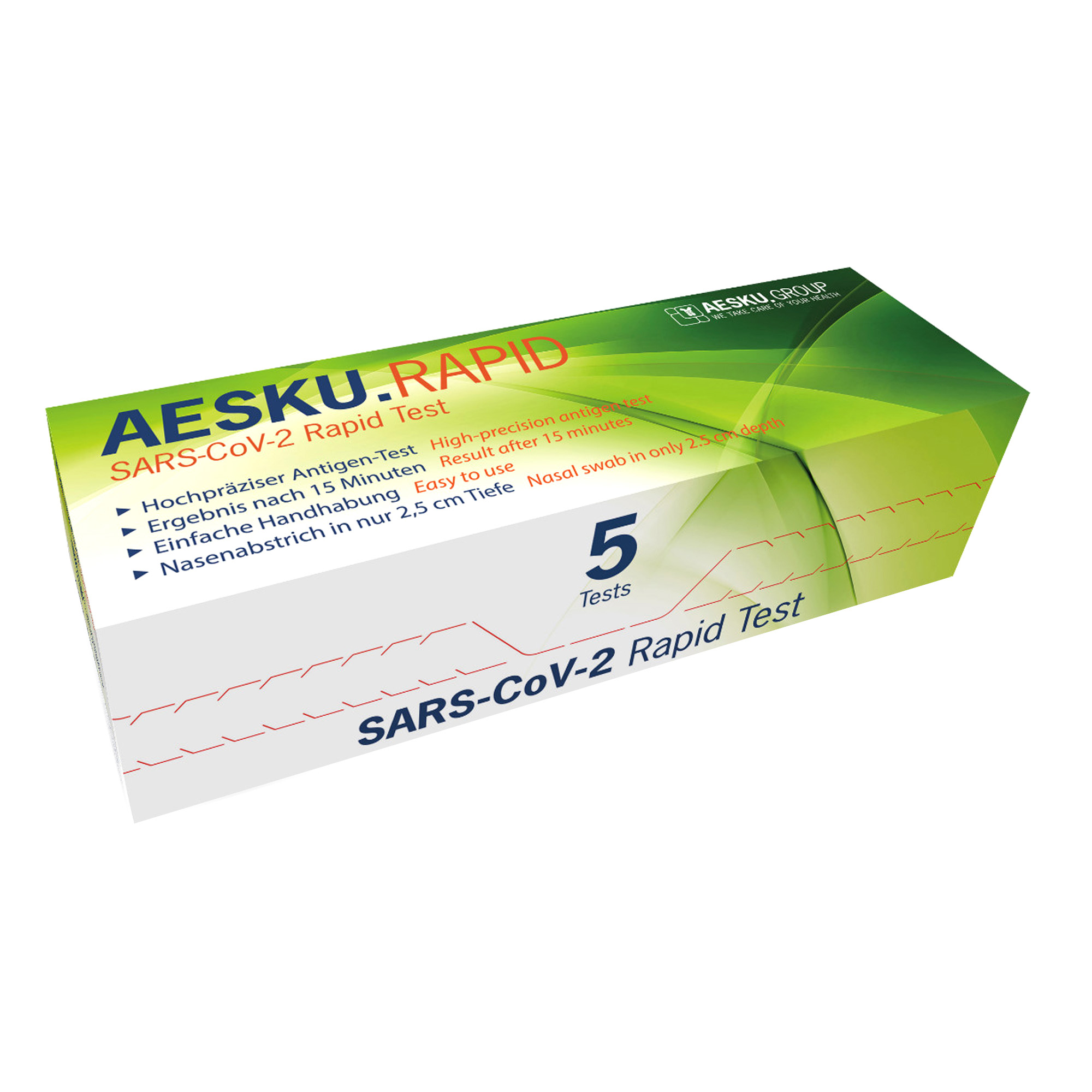 AESKU.RAPID SARS-CoV-2 Antigen Nasal, Corona-Schnelltest, 5er Pack, Laientest 5er Set CO-ST15