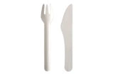 Bio Einweg Besteck Set Gabel und Messer aus weißem Kunststoff für Take-away und Party, Art.-Nr. 0001
