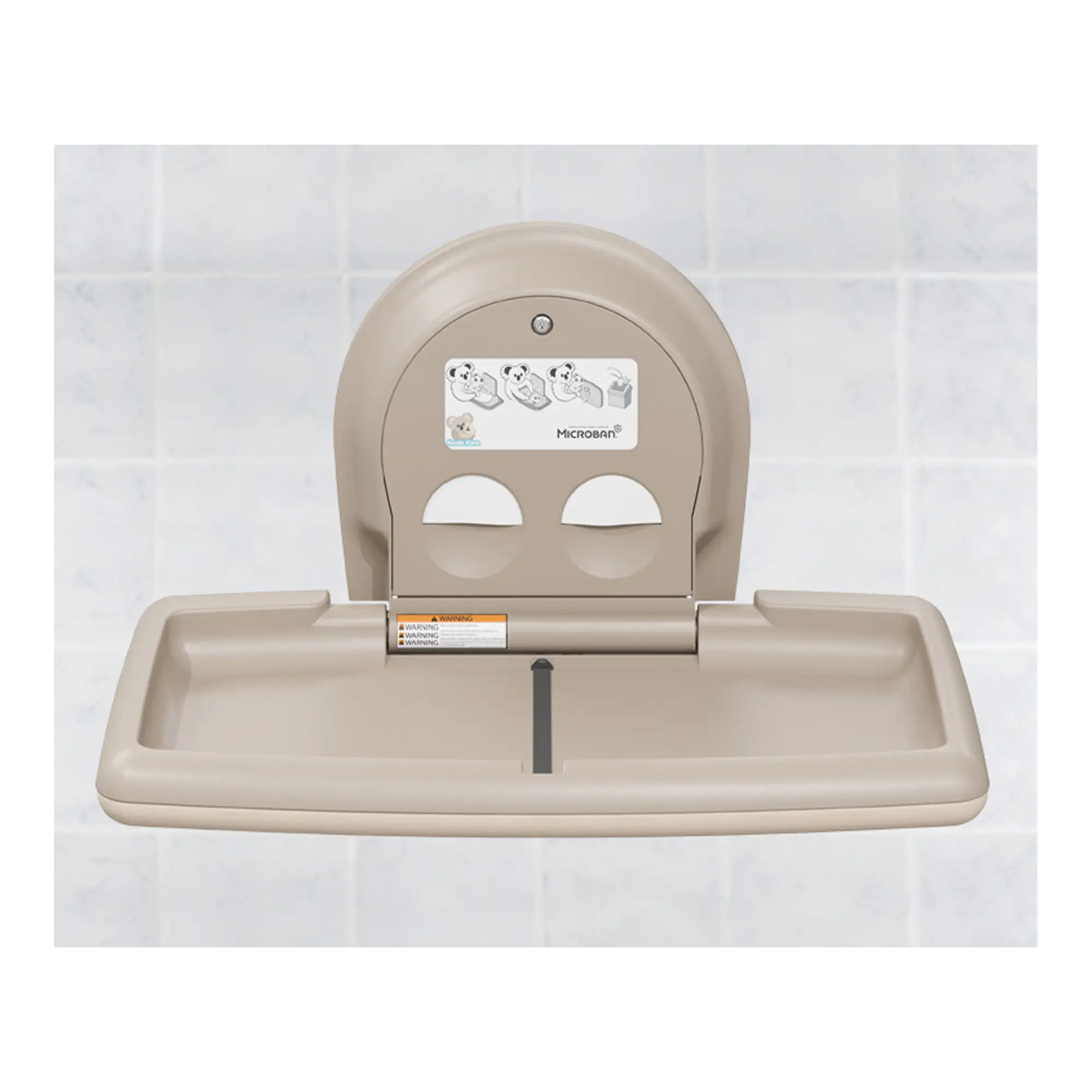 Koala Kare KB300 horizontaler Babywickeltisch, klappbare Wickelstation aus Polypropylen für hygienisches Wickeln in öffentlichen Waschräumen, Artikelnummer KB300