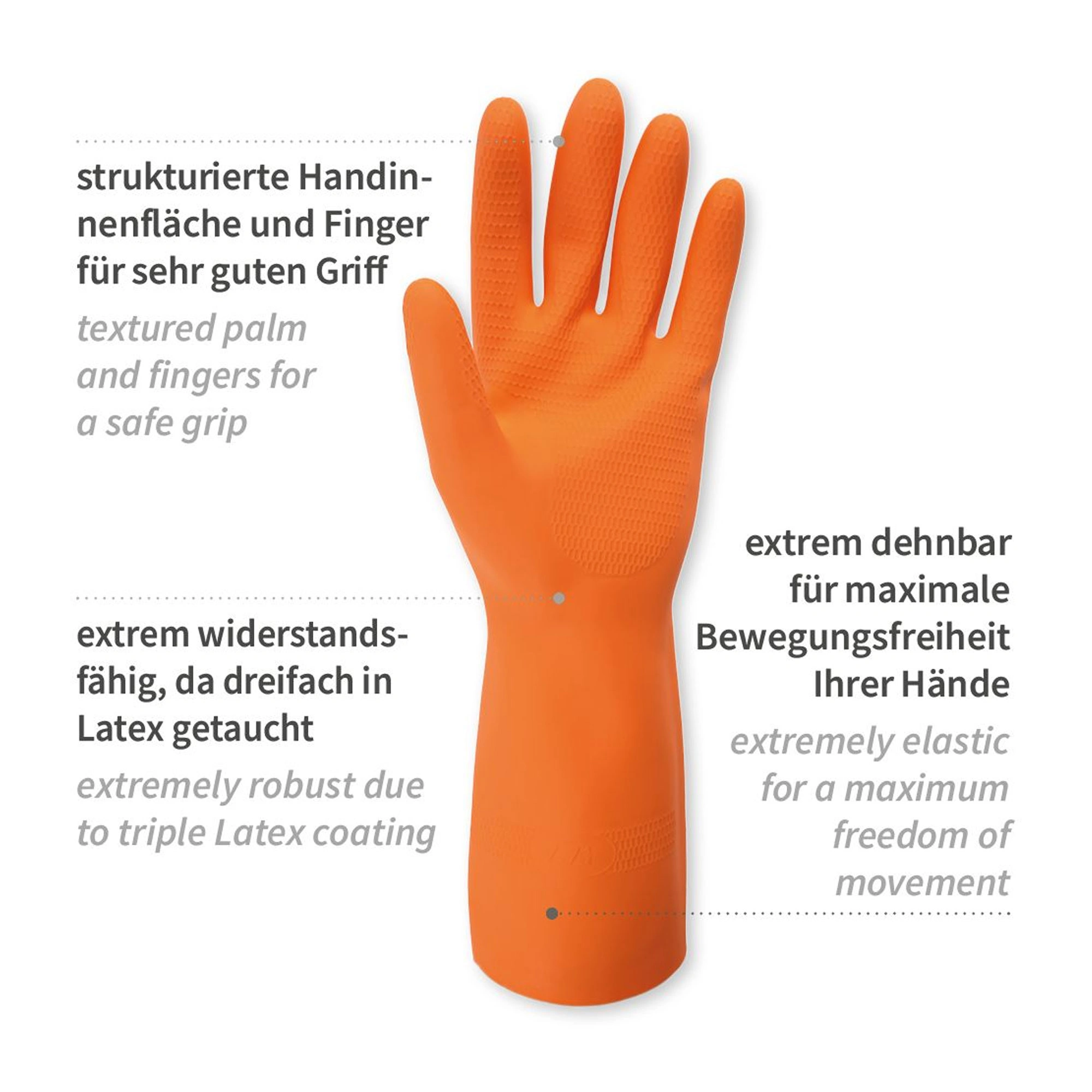 Hygostar Nova Super 70 Chemikalienschutzhandschuhe mit Latex-Beschichtung orange, VE 24 Paar