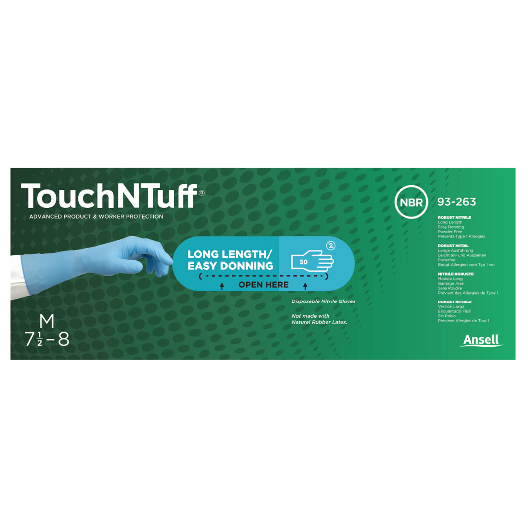 Ansell TouchNTuff 93-263 Nitrilhandschuhe hellblau puderfrei, VE 500 Stück