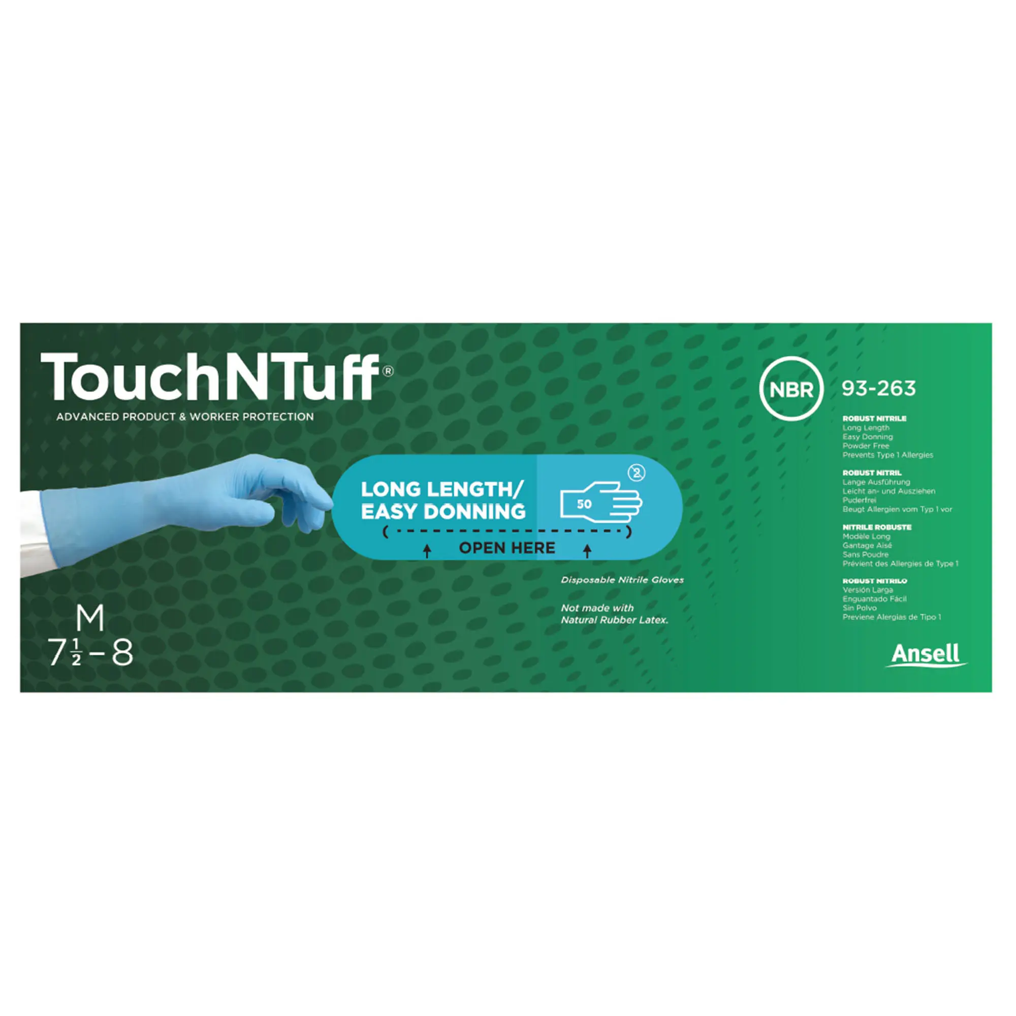 Ansell TouchNTuff 93-263 Nitrilhandschuhe hellblau puderfrei, VE 500 Stück