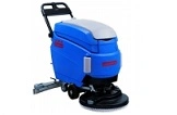 Scheuersaugmaschine blau für professionelle Bodenreinigung von Hartböden, handgeführtes Reinigungsgerät mit Tanks und Rundbürste, Artikelnummer 12345