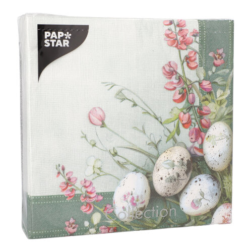 PAPSTAR Servietten, 3-lagig 1/4-Falz 40 cm x 40 cm "Pastell Eggs", 8 x 50 Stück