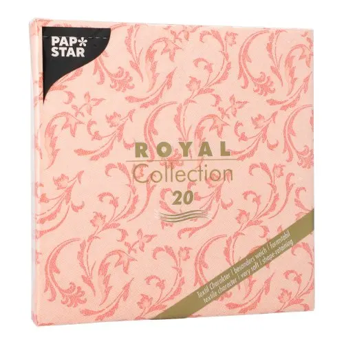PAPSTAR Servietten "ROYAL Collection" 1/4-Falz 40 x 40 cm nektarine "Damascato", Premium-Tissue-Servietten mit elegantem Damast-Muster, 8 x 20 Stück, Artikel 37207
