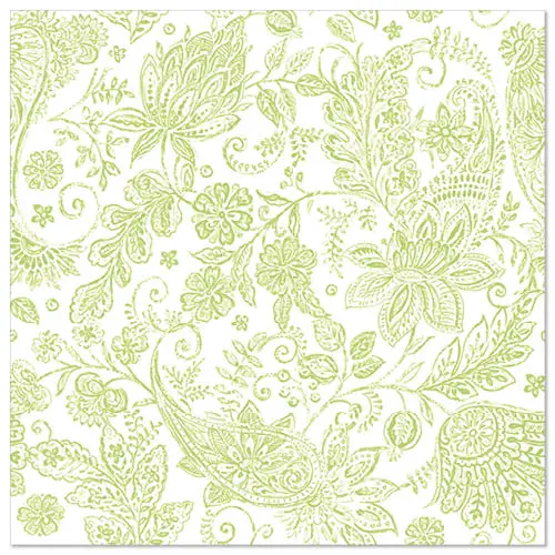 PAPSTAR Servietten "ROYAL Collection" 1/4-Falz 40 x 40 cm limonengrün mit Paisley-Muster, Premiumservietten in Stoffoptik, 5 x 50 Stück, Artikel 88749