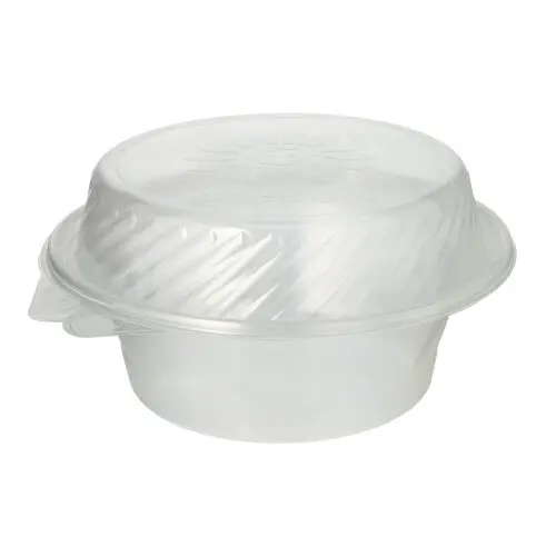 PAPSTAR Pro Pac Feinkost- und Salatschalen mit Klappdeckel, runde PP Schale 1400 ml, transparent, für Salate und Feinkost, Art.-Nr. 89158