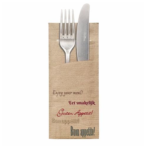 PAPSTAR Bestecktaschen 20 cm x 8,5 cm braun 100% kompostierbar, 520 Stück